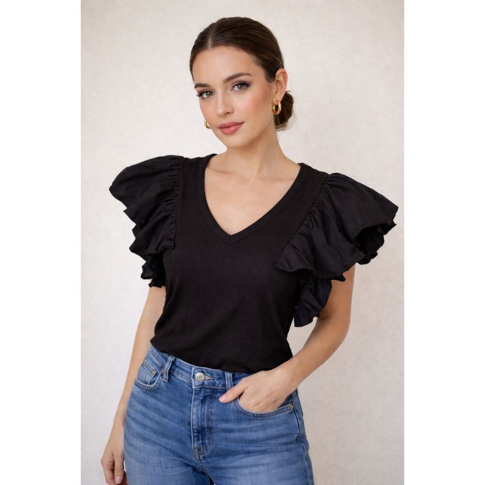 NWOT Tuckernuck Tory flutter sleeve top, Med $98 F34